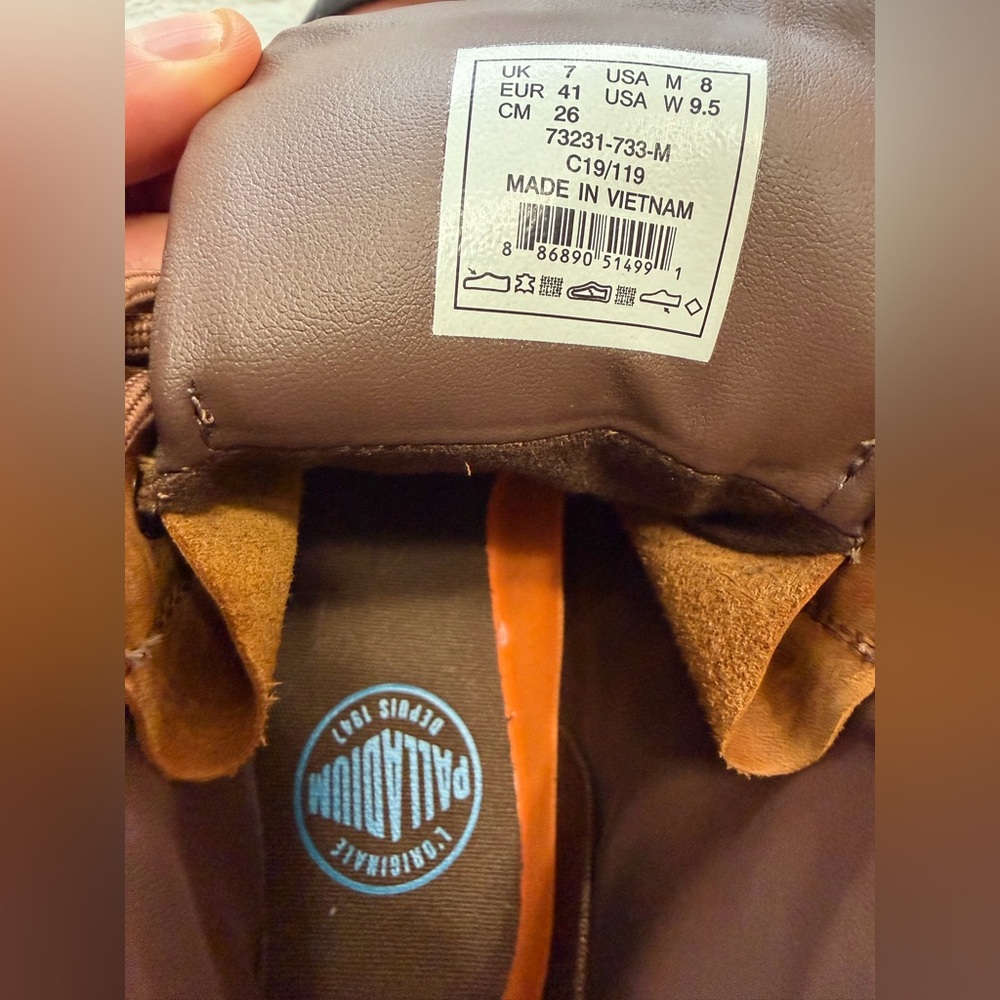 NEW! $139 Palladium Pampa Legacy Men's Brown Leather Lace-Up Ankle Boots 8 - Picture 7 of 7